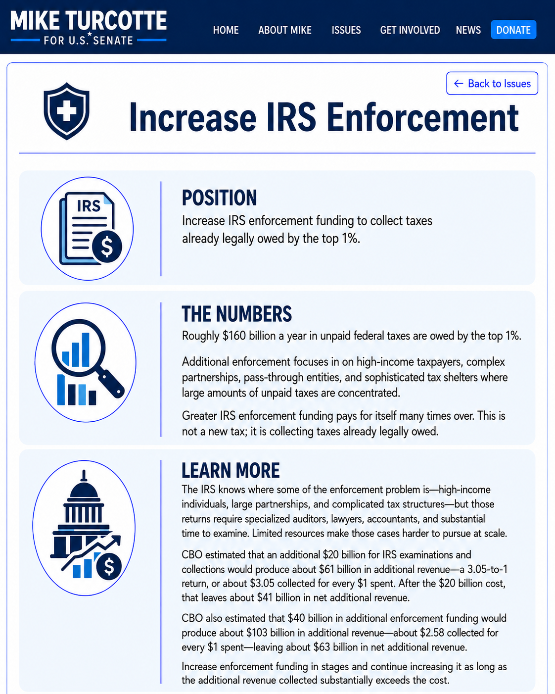 Increase IRS Enforcement campaign page